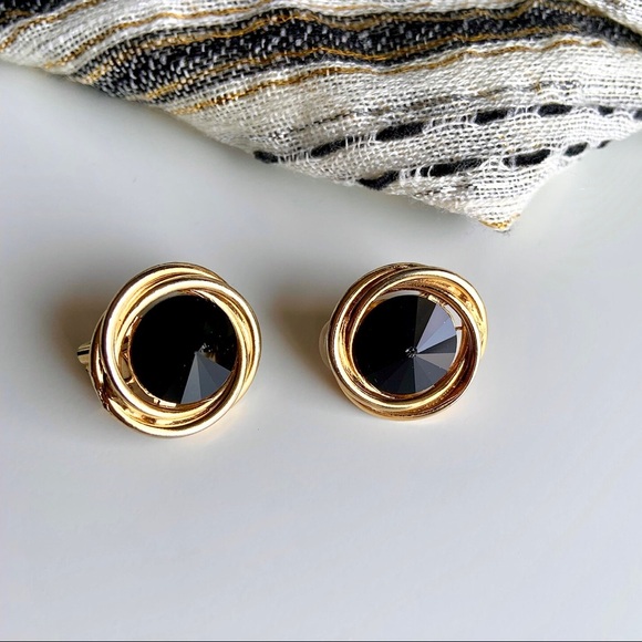 🛍️🛍️ Vintage black crystal clip earrings - Picture 1 of 6